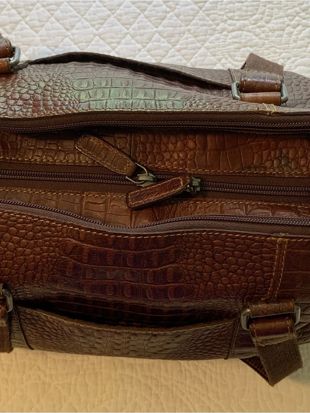 Jack George’s Hornback Croco Satchel Handbag Genuine Buffalo Leather